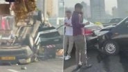 Mumbai Coastal Road Accident: Several Injured After Mercedes Car Collides With Two Taxis Near Worli, Probe Launched (Watch Video)