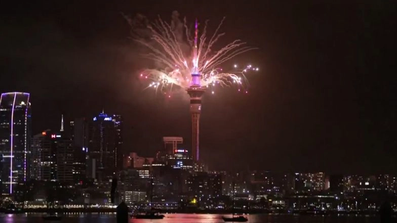 New Zealand Welcomes 2026 With Spectacular Fireworks as Auckland Rings in New Year With Dazzling Display Over Iconic Sky Tower (Watch Videos)