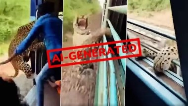 Viral Video of Leopard Chasing Train on Badnera-Gopal Nagar Railway Tracks in Amravati Real or Fake? Forest Department Says Footage Is AI-Generated
