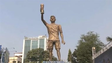 Lionel Messi’s GOAT India Tour: Argentina Legend Virtually Unveils His 70-Foot Statue in Kolkata