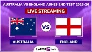 Australia vs England Ashes Free Live Streaming Online, 2nd Test 2025: How To Watch AUS vs ENG Cricket Match Live Telecast on TV?