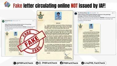 Did Air Chief Marshal AP Singh Praise Pakistan’s Capability and Enthusiasm? PIB Fact Check Debunks Fake Letter Circulated by Pakistani Propaganda Accounts