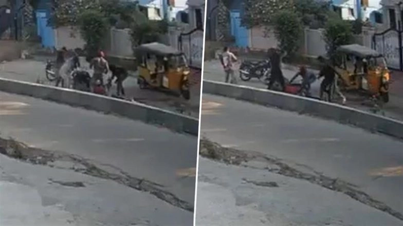 Telangana Horror: Man Brutally Hacked to Death With Knife by 6 Assailants in Broad Daylight After Dropping Daughter at School, Video Surfaces