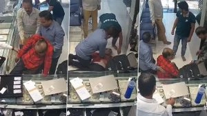 Kota: Businessman Collapses After Sudden Heart Attack in Rajasthan, Showroom Owner’s Timely CPR Saves His Life; Video Surfaces