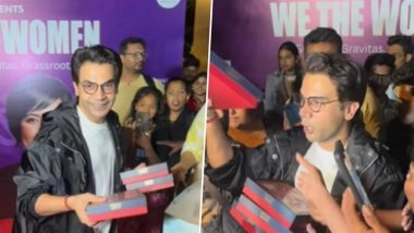 New Dad Rajkummar Rao Distributes Sweets to Paparazzi at Mumbai Event After Welcoming Baby Girl With Wife Patralekhaa; Actor’s Sweet Gesture Goes Viral – Watch Video