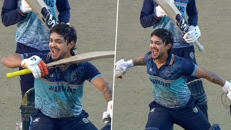 Ishan Kishan Brings Out Pushpa Celebration After Slamming 45-Ball Hundred in Jharkhand vs Haryana SMAT 2025-26 Final (Watch Video)