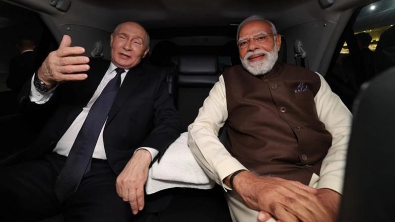 Vladimir Putin India Visit: Delighted To Welcome ‘My Friend’, Says PM Narendra Modi After Receiving Russian President at Airport (See Pics)