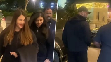 Aishwarya Rai Bachchan and Abhishek Bachchan Spotted at Mumbai Airport Head for Annual Getaway With Daughter Aaradhya, Win Hearts With Rare Family Appearance (Watch Video)