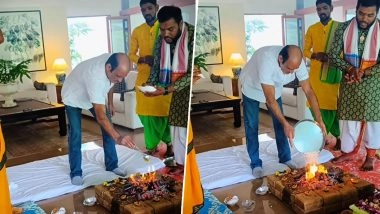 &lsquo;Dhurandhar&rsquo; Star Akhsaye Khanna Performs Vastu Shanti Hawan at His Alibaug Bungalow Amid the Spy-Action Film&rsquo;s Blockbuster Theatrical Run; Inside Video of Ritual Goes Viral &ndash; WATCH