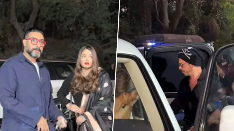 Shah Rukh Khan, Aishwarya Rai and Abhishek Bachchan Attend AbRam and Aaradhya’s School Annual Day in Mumbai; Videos Go Viral (Watch)