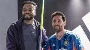 Lionel Messi Spotted Wearing Team India T20I Jersey During GOAT India Tour Delhi Visit; Argentina Icon Meets Sumit Antil, Kuldeep Yadav