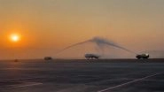 Navi Mumbai International Airport Starts Operations! IndiGo Flight 6E460 Lands at NMIA Amid Water Cannon Salute (Watch Video)