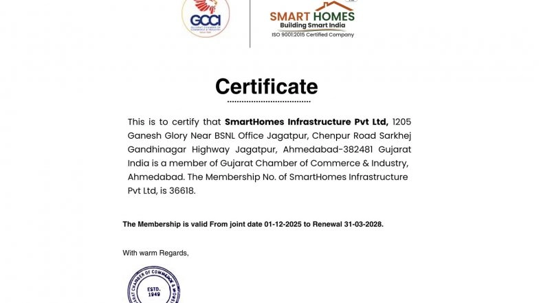 Business News | SmartHomes Infrastructure Joins GCCI, Boosting Its Leadership in Dholera Smart City Development