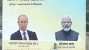 India News | Delhi's Teen Murti Marg Decorated with Flex Boards, Russian Flags Ahead of Putin's India Visit