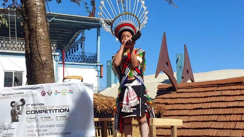 Entertainment News | Hornbill Festival 2025 Hosts Traditional Horn Blowing Competition in Nagaland