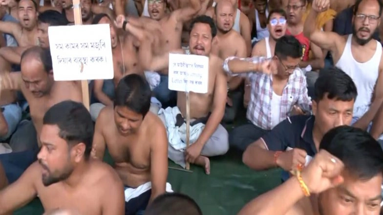 India News | All Assam 108 Mrityunjoy Employees Organisation Stage Sit-in Protest, Demanding Job Regularisation and Fair Wages