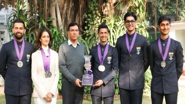 Sports News | Union Minister Mansukh Mandaviya Felicitates Historic Equestrian Medalists; Highlights How India's Revamped Sports Ecosystem is Driving Landmark First-time Medals