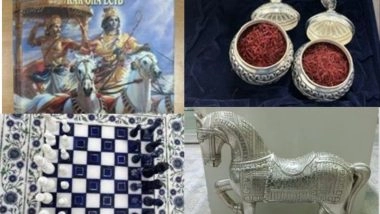 World News | Cultural Ties Strengthened: PM Modi Presents Putin with Bhagavad Gita, Chess Set, and Silver Horse