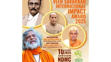 India News | Rajnath Singh to Inaugurate Veer Savarkar Impact Awards, LG Manoj Sinha to Be Chief Dignitary
