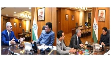 Business News | Piyush Goyal Holds Key Meetings to Strengthen Ties in Semiconductors, Carbon Capture and Medtech