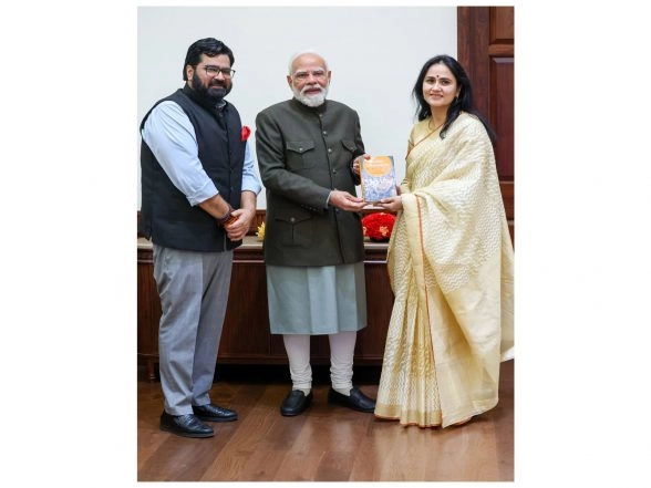India News | Rajya Sabha MP Kartikeya Sharma Pays Courtesy Call on PM Modi at Parliament House