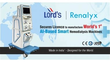 Business News | Lords Mark Renalyx Wins Licence to Make Class C World's First AI-Based Smart HemoDialysis Machines, Becomes World's 6th CE-Certified Brand