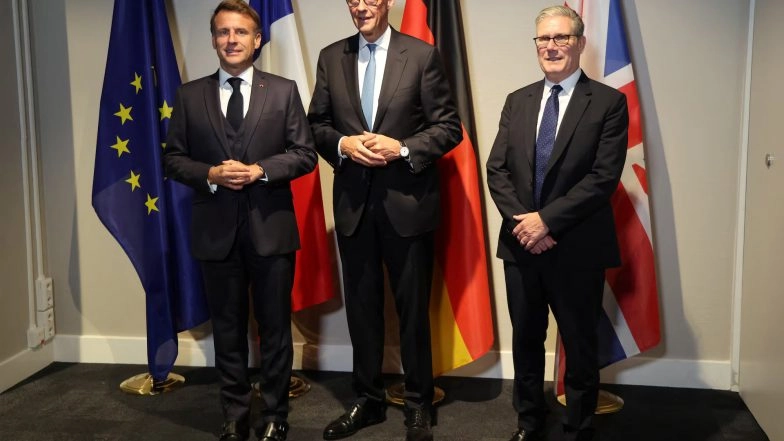 World News | Macron, Merz and Starmer Speak with Trump on Ongoing Ukraine Mediation Efforts