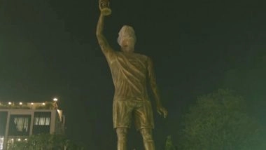 Sports News | Kolkata: 70-foot Iron Statue of Messi Unveiled, West Bengal Minister Touts It as World's Largest