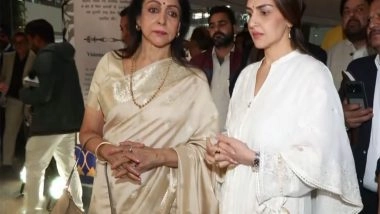 Entertainment News | In Pics: Hema Malini, Esha Deol at Dharmendra's Prayer Meet in Delhi