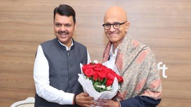 Business News | Devendra Fadnavis Meets Satya Nadella, Discusses AI's Potential