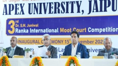 Business News | Apex University Jaipur Inaugurates the 3rd Dr. S.M. Juniwal Ranka International Moot Court Competition