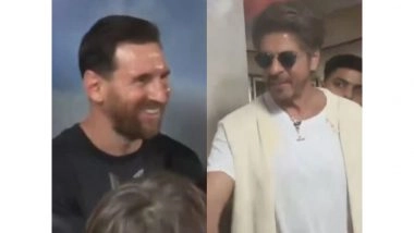 Entertainment News | King Khan Meets GOAT: SRK, AbRam Share Iconic Moment with Messi in Kolkata