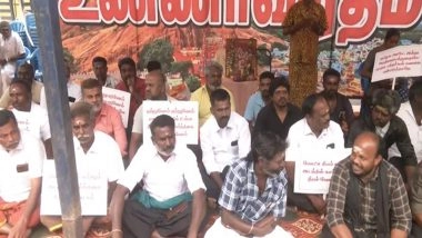 India News | Thiruparankundram Villagers Stage Hunger Strike Seeking Deepam Lighting Atop the Hilltop Lamp Pillar