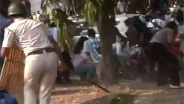 Sports News | Police Use Mild Force to Disperse Crowd Outside Messi's Kolkata Hotel After Star Leaves City