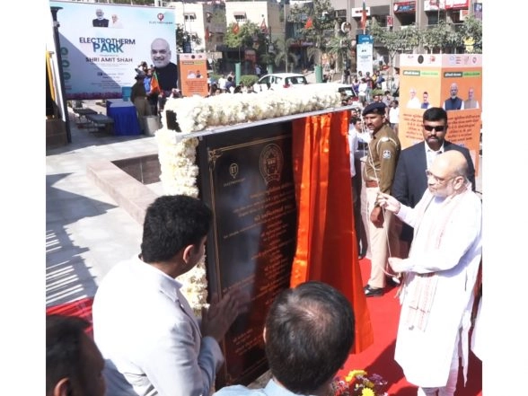 Business News | Union Home Minister Amit Shah Inaugurates Eco-Friendly Electrotherm Park in Ahmedabad