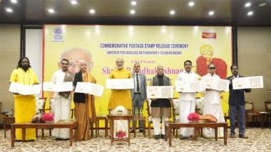 India News | VP CP Radhakrishnan Releases Commemorative Postage Stamp in Honour of Emperor Perumbidugu Mutharaiyar