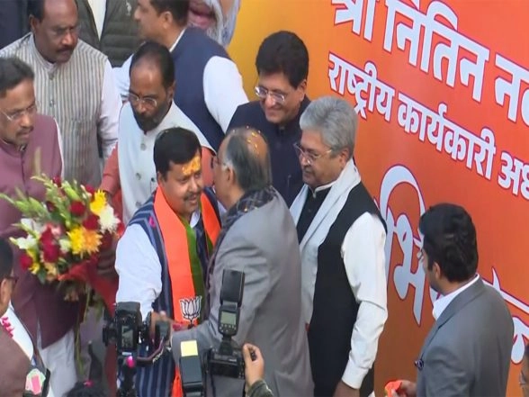 India News | Nitin Nabin Arrives at BJP's Headquarters in Delhi, Set to Take Charge as Party's National Working President