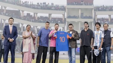 Sports News | Jay Shah Presents Indian Cricket Team Jersey to Messi