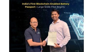 Business News | The Battery Gets a Digital Identity. India's First Blockchain-Based Battery Passport Pilot Launched by Zenfinity and Chargeup