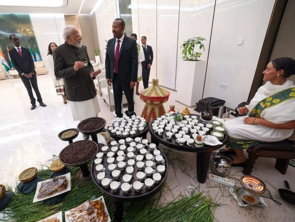 World News | PM Modi Takes Part in Traditional Coffee Ceremony at Addis Ababa Airport