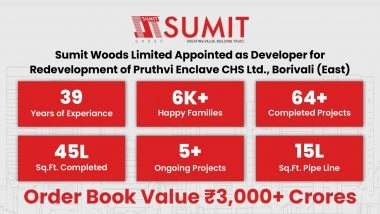 Business News | Sumit Woods Limited Selected as Developer for Pruthvi Enclave CHS Redevelopment in Borivali East