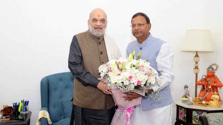 India News | Union Minister Amit Shah Meets New Uttar Pradesh BJP Chief Pankaj Chaudhary