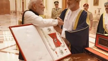 World News | PM Modi Conferred with Order of Oman by Sultan Haitham Bin Tarik in Muscat