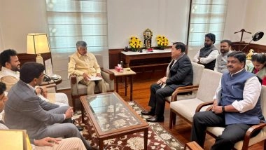 India News | Andhra CM Naidu Meets Union Minister Sonowal, Seeks Centre's Support for Dugarajapatnam Shipbuilding Cluster and Harbours