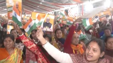 India News | WB: People Gather at Taherpur Netaji Park, Wave Flags Ahead of PM Modi's Visit to Ranaghat
