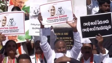 India News | Telangana: Congress Protests VB-G RAM G Bill at Mahatma Gandhi Statue, Secunderabad