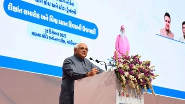 India News | Chief Minister Bhupendra Patel Urges Turning Yoga and Meditation into a Mass Movement for a Healthy, Balanced Society