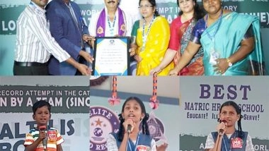 Business News | Best Matriculation Higher Secondary School Sets Elite World Records with Historic Talkathon