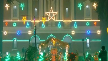 India News | Delhi's Sacred Heart Cathedral Church Shines Bright with Lights Ahead of Christmas