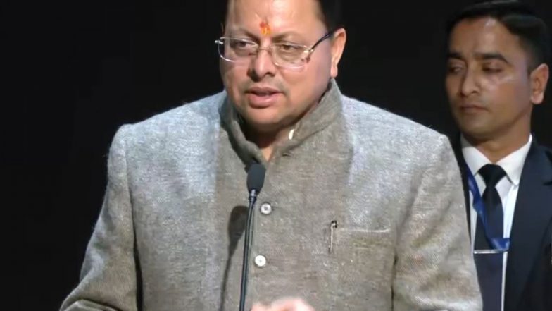 India News | Uttarakhand CM Dhami Pays Floral Tribute to Former PM Atal Bihari Vajpayee at Smriti Vyakhyan Mala 2025